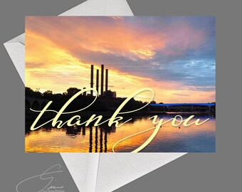 Thank You Card Smokestack Sunrise Minneapolis