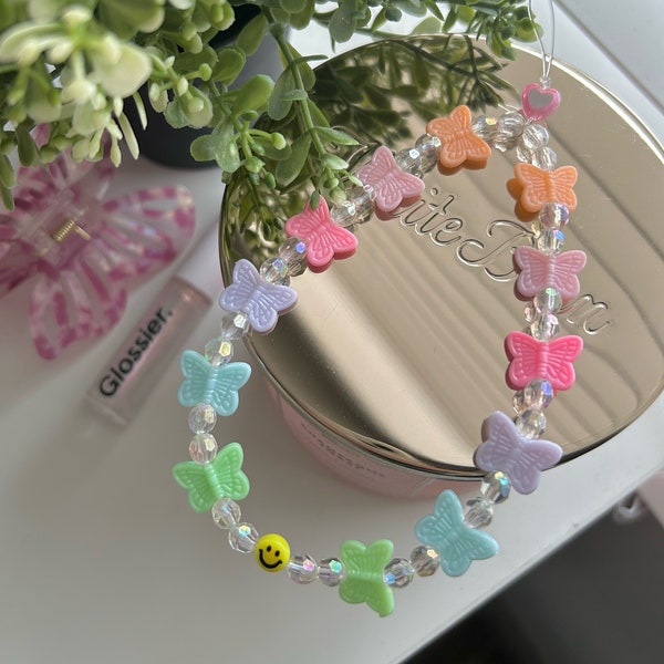 Butterfly Aesthetic Phone Charm | Phone Charm | Cute Beaded Phone Charm | y2k and pastel | phone charm | phone strap | cute | butterfly |