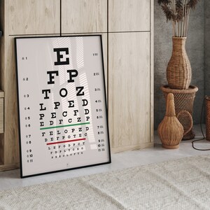 Snellen Eye Chart Vintage, Printable Wall Art, Office Hanging, Instant ...
