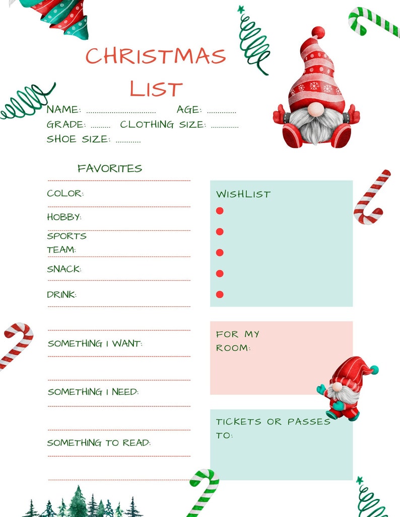 Interactive Kids Christmas List Digital Download 2022 Etsy