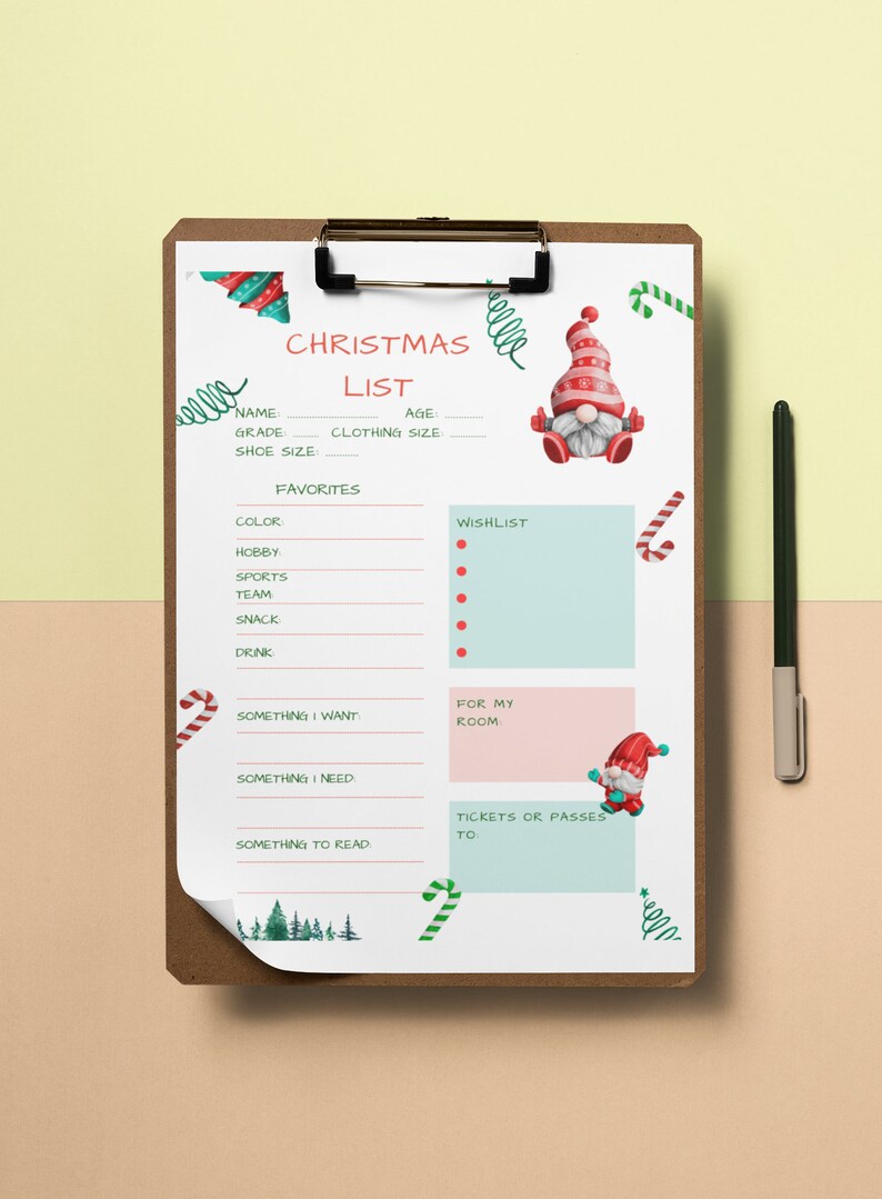 Interactive Kids Christmas List Digital Download 2022 Etsy