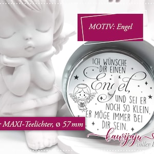 Persönliche Wünsche in Maxi-Teelichtern mit Engelszauber, magische Teelichter als DIY-Geschenk, Adventskalenderfüllung, Engel, Engelsflügel