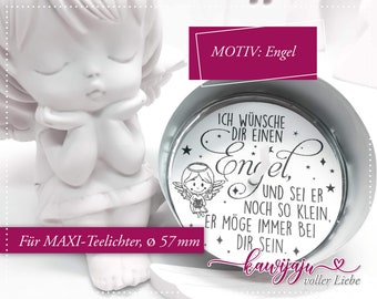 Persönliche Wünsche in Maxi-Teelichtern mit Engelszauber, magische Teelichter als DIY-Geschenk, Adventskalenderfüllung, Engel, Engelsflügel