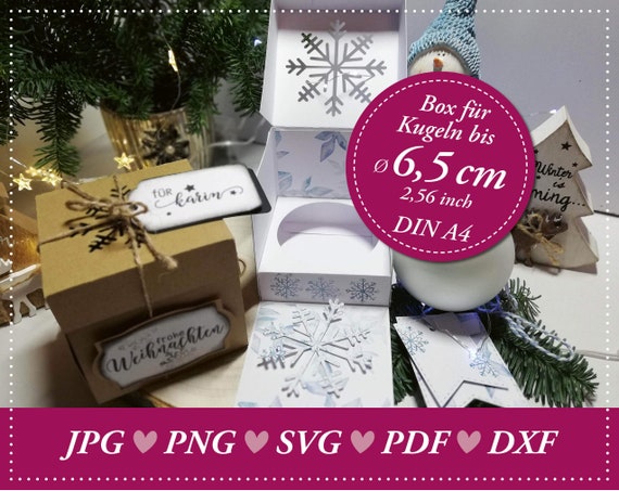 Weihnachtskugel-Schachtel für Kugel bis 6,5 cm, Geschenk-Box für Christbaumkugel, SVG Cutting File, Geschenk-Verpackung, DIY, SVG,