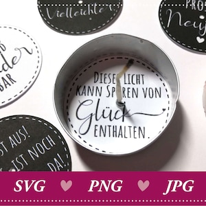 DIY Teelichtbotschaften, ORAKEL, Glück, Glückslicht, Glücksbringer, Silvester, Mitbringsel, Gastgeschenk, Plotterdatei, zum Ausdrucken