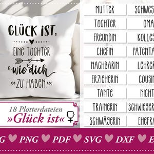 SVG Plotterdatei »Glück ist, eine Freundin wie dich zu haben« Vorlage für personalisierte Geschenke, 18 Varianten, Geschenk für Frauen