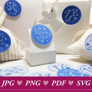 Advent calendar numbers, numbers 1-24, Christmas calendar, DIY numbers for your individual Advent gift | Download and craft immediately