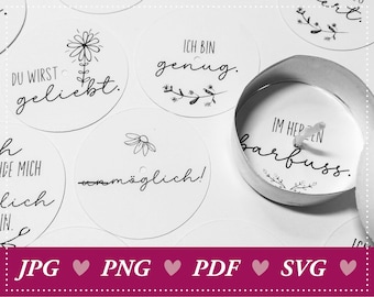 Download: Teelicht-Botschaft, Teelicht mit positiven Sprüchen, Affirmation, Motivation, Achtsamkeit, Selbstliebe, Plotterdatei, DIY Geschenk