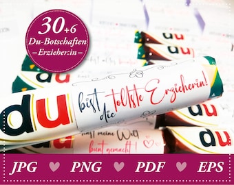 Duplo-Banderole Erzieher, Du bist Botschaften, Kindergarten Abschiedsgeschenk, Geschenk, Kita Abschied, Du Botschaft, Banderole, mit Herz
