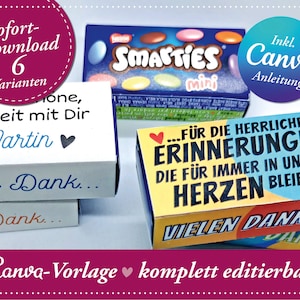 Canva template: Smarties Mini banderole personalize, farewell gift thank you preschool, daycare, kindergarten, school enrollment, educator