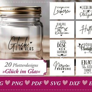 SVG Plotterdatei, rub-ons, Glück im Glas, Nervennahrung, Hüftgold, lustige Sprüche für DIY Geschenke, Etiketten, zum Selbermachen, Glas-Deko