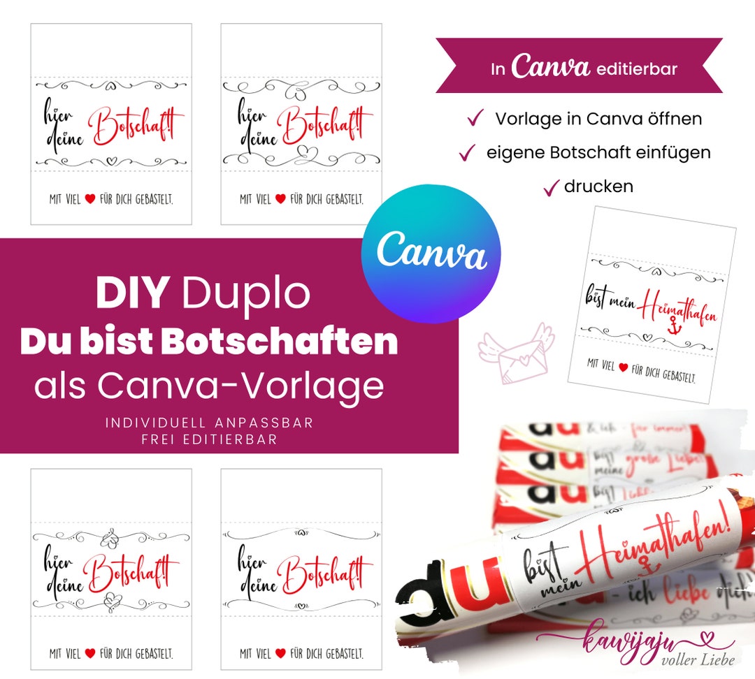 Editierbare Duplo Botschaften Canva-Vorlage Personalisierte Geschenke