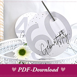 Sparkler label round birthday, sparkler holder template as download, 60th birthday, 70th birthday, 80th birthday, DIY