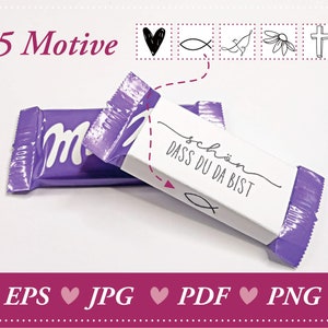 Download: Strooidecoratie Milka Naps banderollen - &quot;Leuk dat je er bent&quot; - 5 ontwerpen inclusief christelijke motieven - DIY-gastencadeau, tafeldecoratie