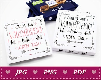 Download: Ritter Sport 100g banderole Valentine's Day gift in pink/black & black, personal message of love, chocolate with message