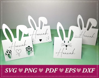 Download: Creative Easter place cards with bunny ears for labeling - DIY Easter table decoration, Easter cutting file, place cards, Easter SVG