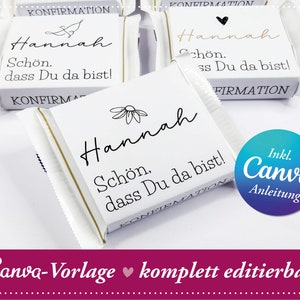 Personalized Ritter Sport Mini Banderoles - Editable Canva Template, Guest Gift, Scatter Decoration, Communion, Confirmation, Baptism, Wedding