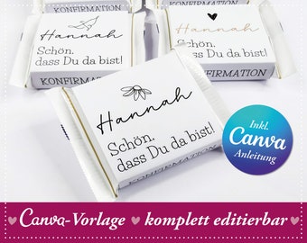 Personalisierte Ritter Sport Mini Banderolen - Editierbare Canva-Vorlage, Gastgeschenk, Streudeko, Kommunion, Konfirmation, Taufe, Hochzeit