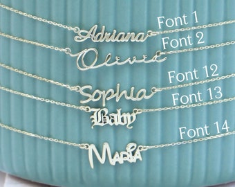 Dainty Gold Name Necklace | Custom Nameplate Silver Necklace | Personalized Cursive Name Necklaces | Christmas Gifts | Gifts for Women