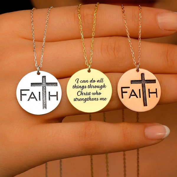 Double Sided Faith Necklace, Faith over Fear Necklace, Inspiring Necklace, Safeguard's Necklace, Power Necklace, Religious Faith Jewelry