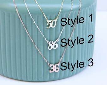 Custom Lucky Number Necklace | Dainty Date Jewelry | Personalized Gold Sport Number Necklace | Necklaces for Women | Personalized Gifts