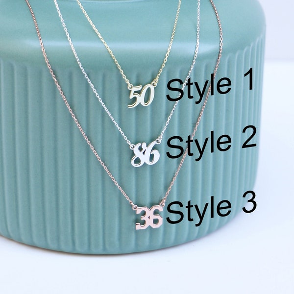 Custom Lucky Number Necklace | Dainty Date Jewelry | Personalized Gold Sport Number Necklace | Necklaces for Women | Personalized Gifts