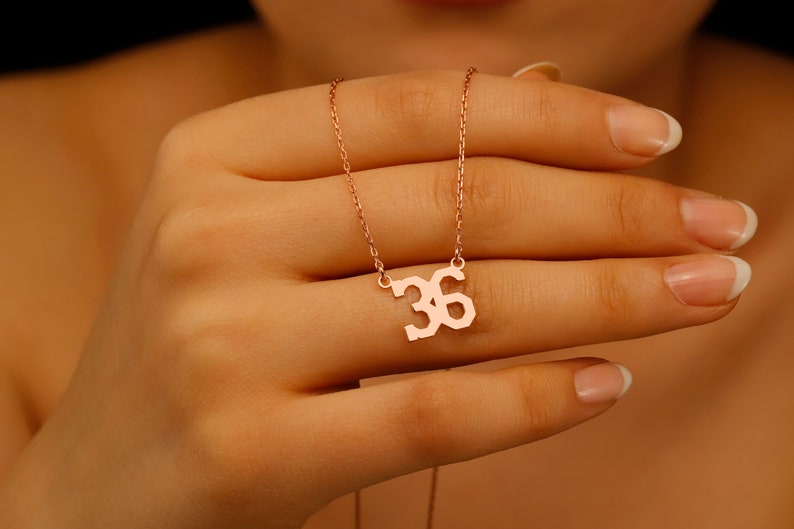 Custom Lucky Number Necklace Dainty Date Jewelry Personalized Gold Sport Number Necklace Necklaces for Women Personalized Gifts image 9