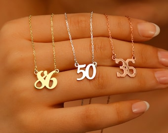 Custom Lucky Number Necklace | Dainty Date Jewelry | Personalized Gold Sport Number Necklace | Necklaces for Women | Personalized Gifts