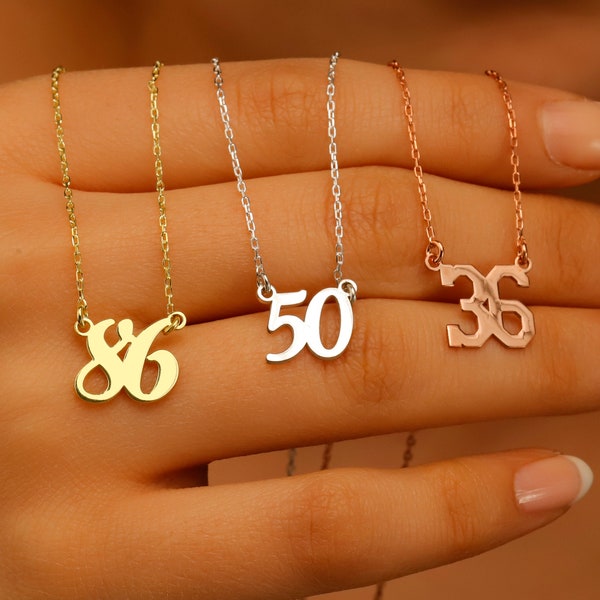 Custom Lucky Number Necklace | Dainty Date Jewelry | Personalized Gold Sport Number Necklace | Necklaces for Women | Personalized Gifts