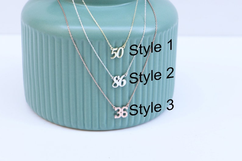 Custom Lucky Number Necklace Dainty Date Jewelry Personalized Gold Sport Number Necklace Necklaces for Women Personalized Gifts image 2