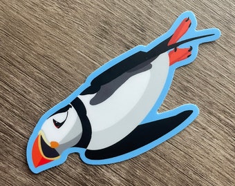 Diving Atlantic puffin sticker