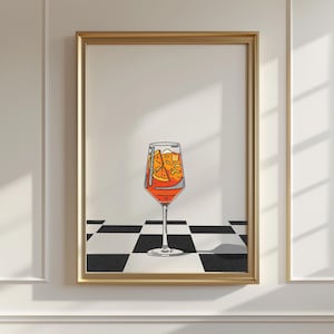 Impresión de Aperol Spritz - Póster de cóctel Aperol Spritz - Decoración de bar - Decoración minimalista -