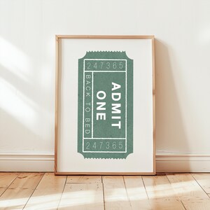 Über dem Bett Wandkunst - Geben Sie ein Ticket zu - Back to Bed - Schlafzimmerdekor - Dopamindekor - Schwarzweißdruck - Minimalistisches Wanddekor