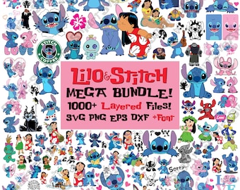 1000 stitch svg, stitch bundle, stitch clipart, stitch png, lilo and stitch svg, cricut svg, silhouette svg, stitch layered