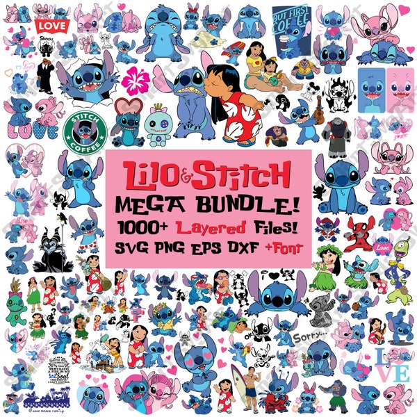 1000 stitch svg, stitch bundle, stitch clipart, stitch png, lilo and stitch svg, cricut svg, silhouette svg, stitch layered