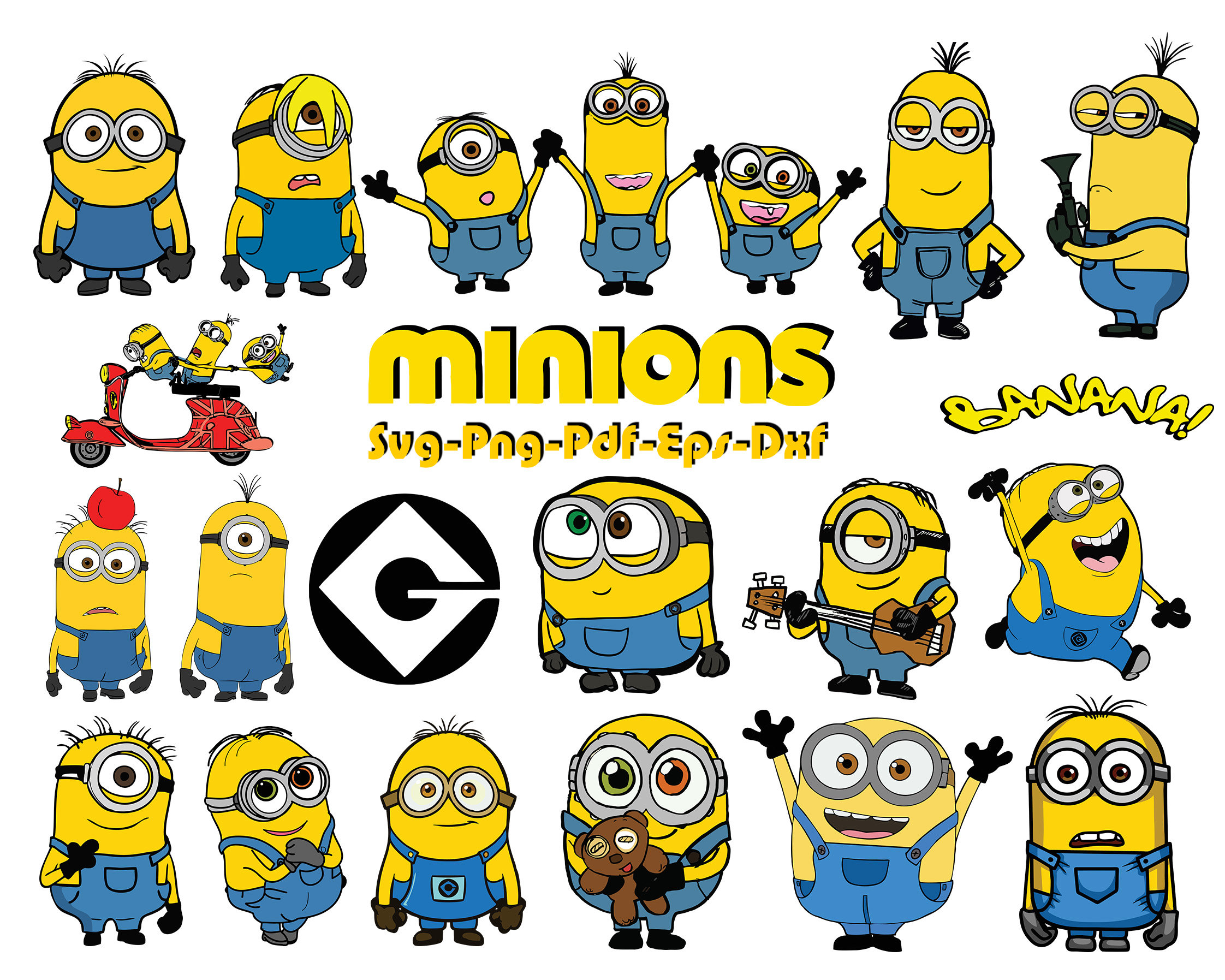 Minions Svg Bundle Layered Minions Clipart Cartoon Svg Etsy Uk