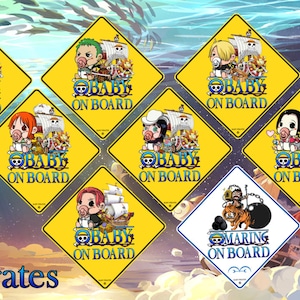 Adesivo per auto Anime Baby on Board OP Pirates Sicurezza per bambini Baby shower