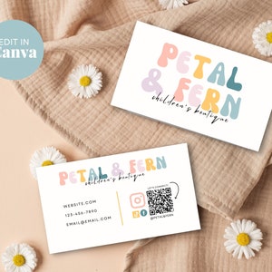 Bright Business Card Template, Retro Business Card Template, Printable Business Card, Rainbow Business Card, Editable Canva Template