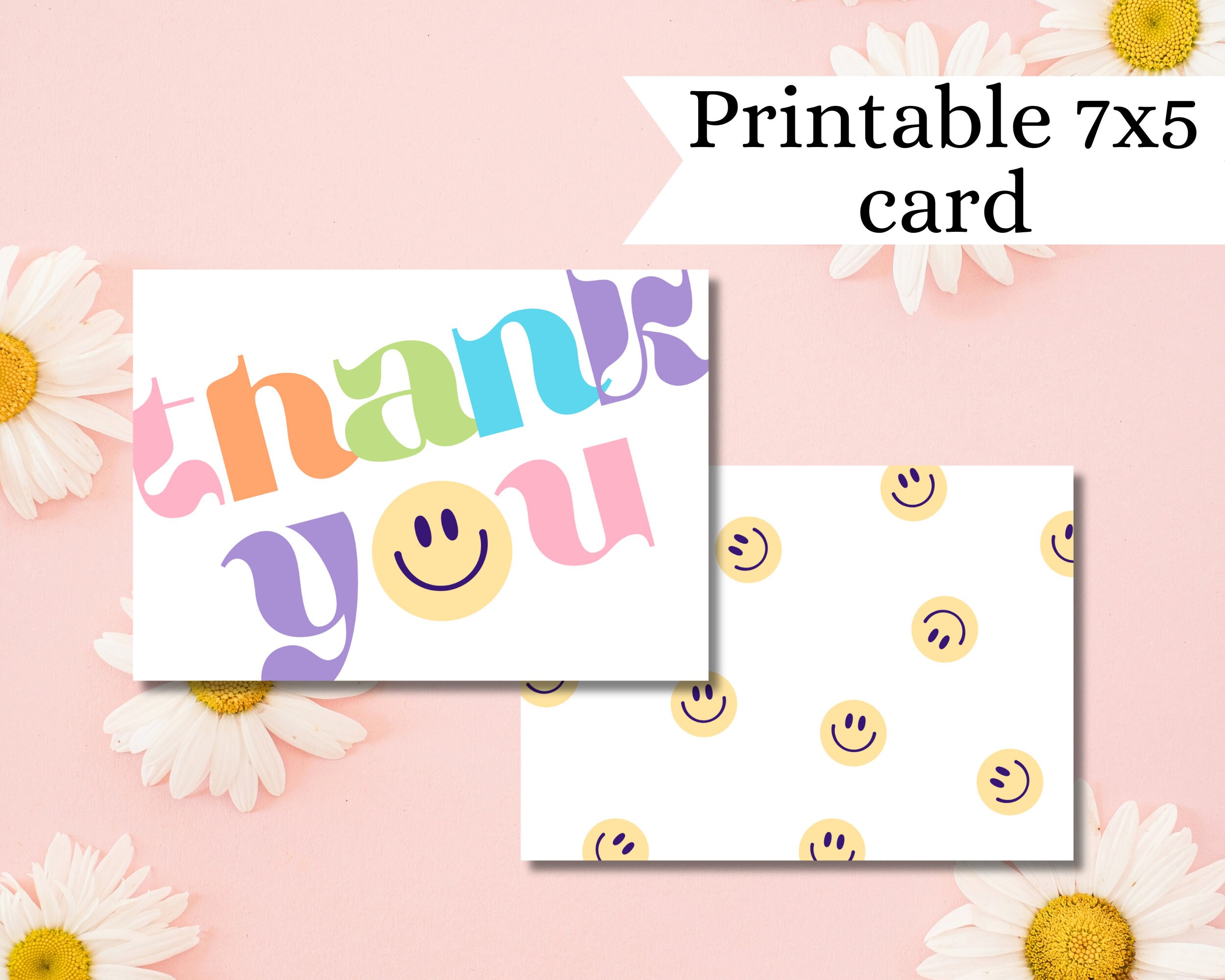 Thank You Printable Card, Smiley Face Card, Printable Thank You Card ...