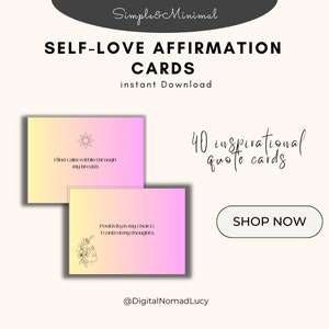Self- love Affirmation cards, self-love quotes flash cards, affirmations cards, confidence, self care, positive affirmation cards, therapy