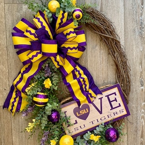LSU Wreath, Purple & Gold Wreath, LSU Football Wreath, Sports Wreath, Alumni College Wreath, College Football Wreath, Collegiate Wreath