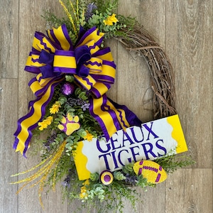 LSU Wreath, Purple & Gold Wreath, LSU Football Wreath, Sports Wreath, Alumni College Wreath, College Football Wreath, Collegiate Wreath