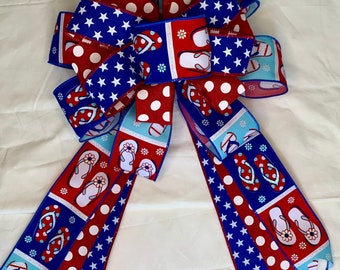 Patriotic Wreath Bow, Red, White, and Blue Wreath Bow, Sunglasses Bow, Fourth of July Bow, Memorial Day Bow, Patriotic Lantern Bow, USA Bow