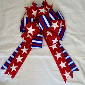 Patriotic Wreath Bow, Red, White, and Blue Bow, Stars & Stripes Bow, Fourth of July Bow, Memorial Day Bow, Patriotic Lantern Bow, USA Bow