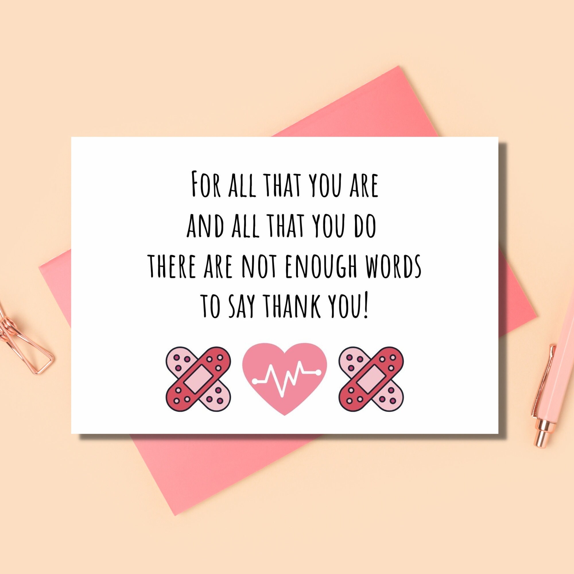 Nurse Thank You Card PRINT AT HOME Appreciation Card For Nurses 
