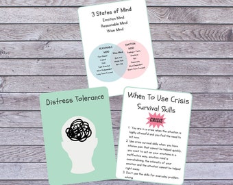 Cartes mémoire DBT, Cartes mémoire thérapie, Thérapie comportementale dialectique, Pleine conscience, Cartes mémoire thérapie comportementale dialectique, Cartes DBT, DBT