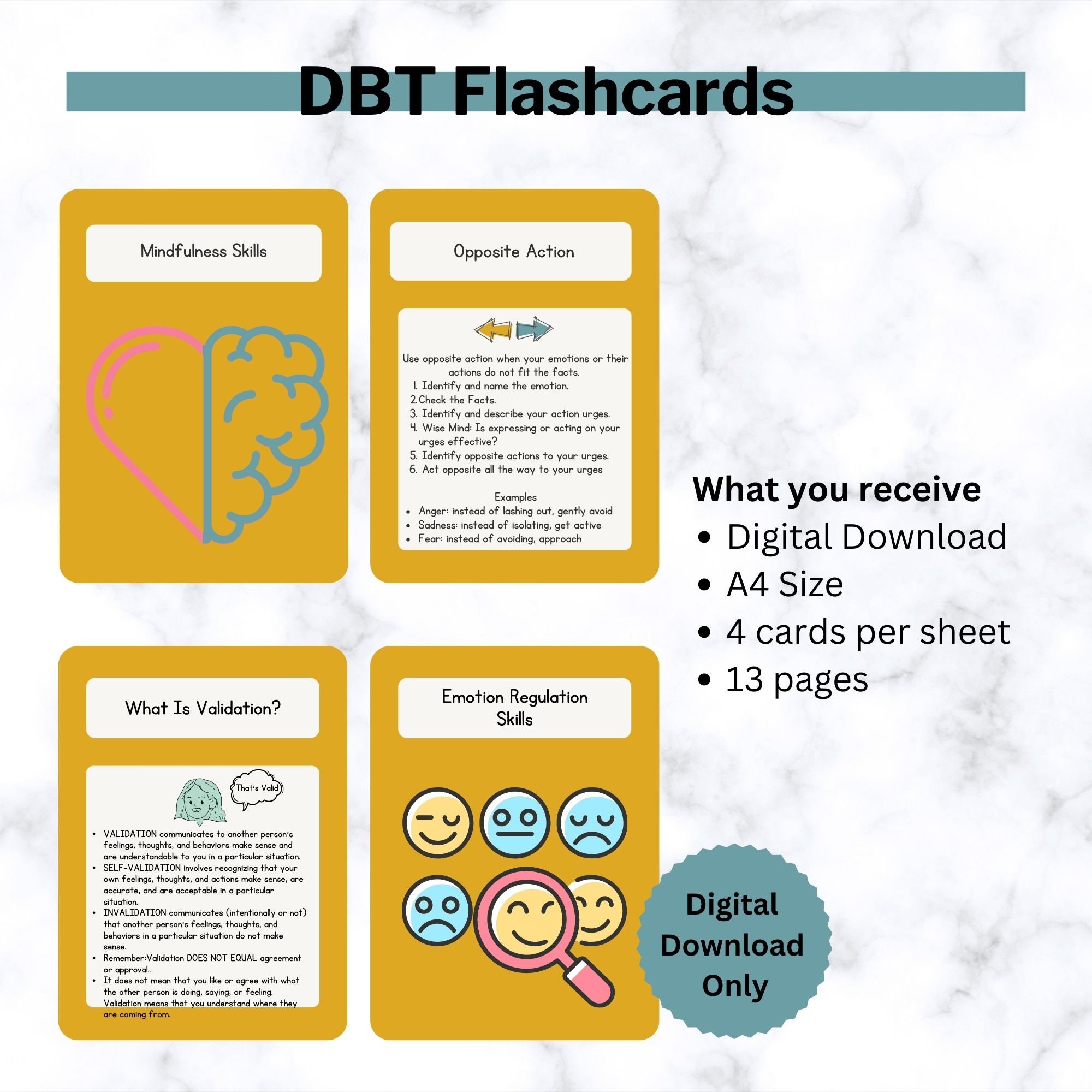 DBT Flashcards, Therapy Flashcards, Dialectical Behavior Therapy