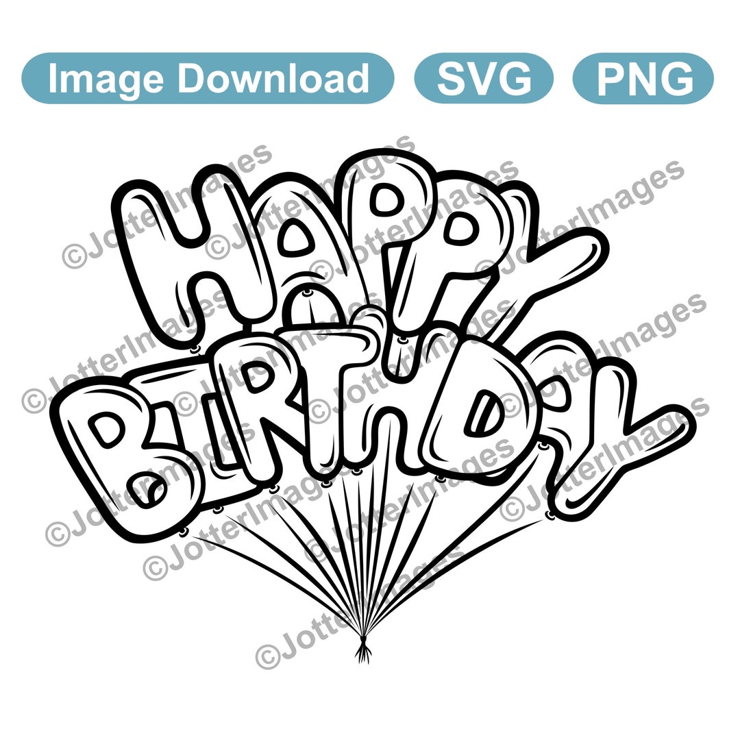 Happy Birthday Letter Balloons Outline Image Download SVG, PNG