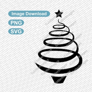 Tourbillon abstrait / image de sapin de Noël en forme de printemps avec étoile sur un fond transparent - Clip Art, fichier de coupe, SVG, PNG, téléchargement, Noël