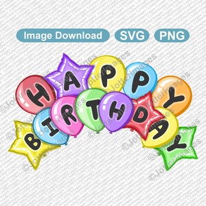 Descargar imagen de letrero de globo de feliz cumpleaños SVG, PNG fondo transparente